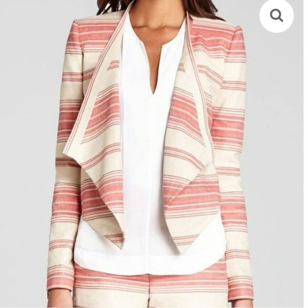 BCBGMAXAZRIA Striped Pink and Cream Women's Jacket